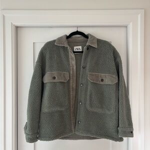 Zara Green Sherpa Jacket